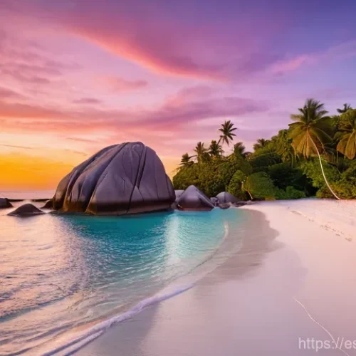 Home 3 세이셸 관광객 수 통계 - **Prompt:** A serene and picturesque scene on La Digue Island, Seychelles, depicting Anse Source d'A...